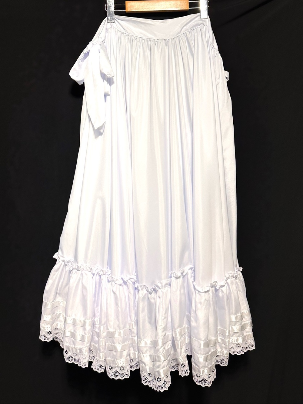 Vintage White Square Dance Prairie Petticoat Half Slip Lace Trim